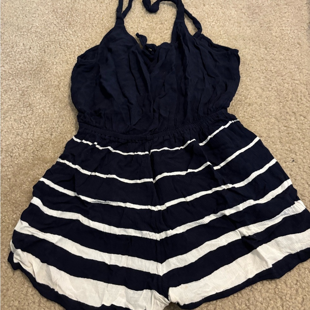 Billabong Navy and White Striped Women's Romper